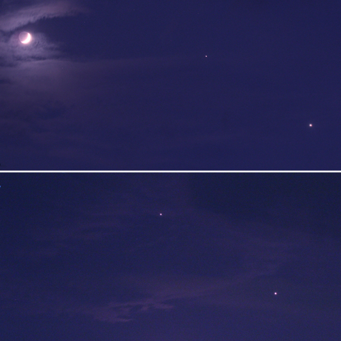 6/20～6/21の月と金星と木星の接近