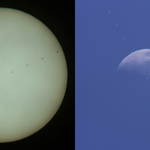 4/22のISSの日面通過と月面通過