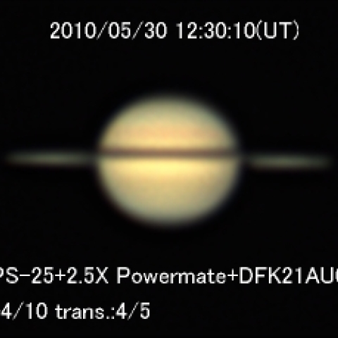 西に傾いた土星