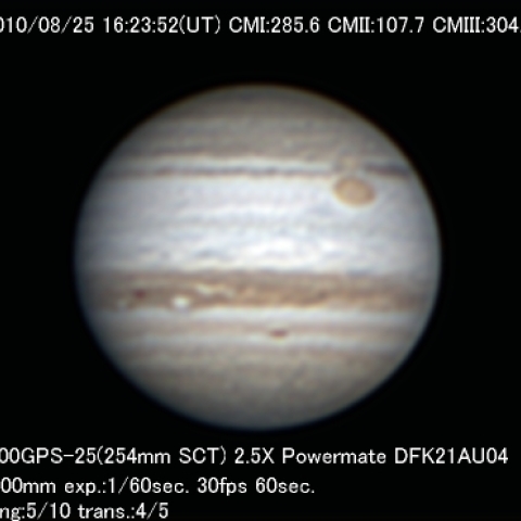 大赤斑の見える木星