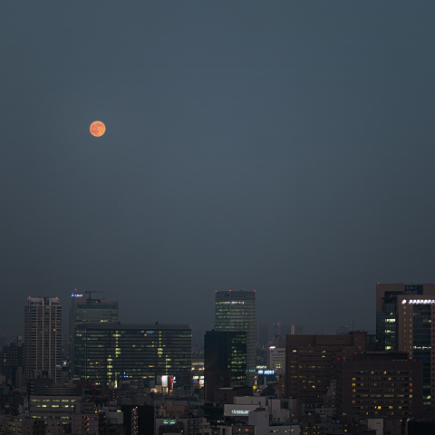 ブルームーンの赤い月