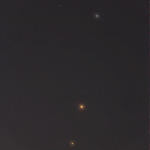 きれいに並んだ火星・土星・アンタレス