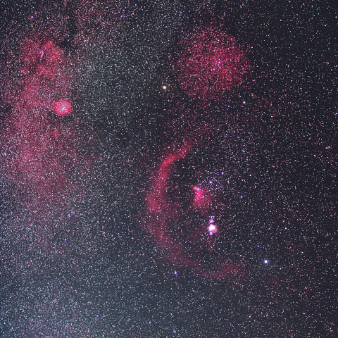 オリオン座といっかくじゅう座の散光星雲
