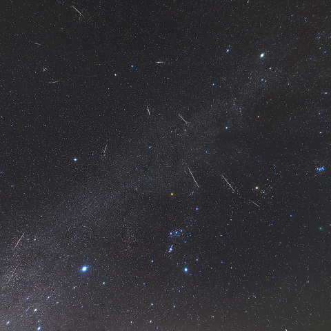 冬のダイヤモンドを流れるふたご座流星群