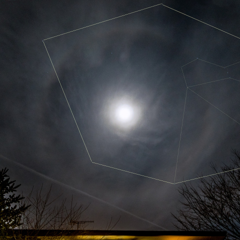 冬のダイヤモンドと月暈