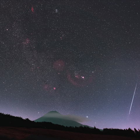 冬のダイヤモンドと流星