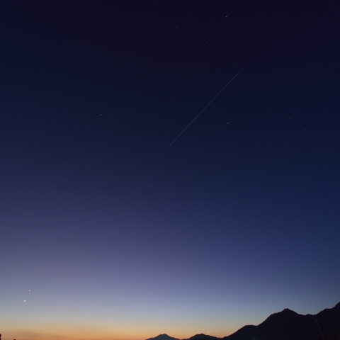 夕空のISSと金星と木星