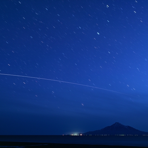 利尻富士山とISS