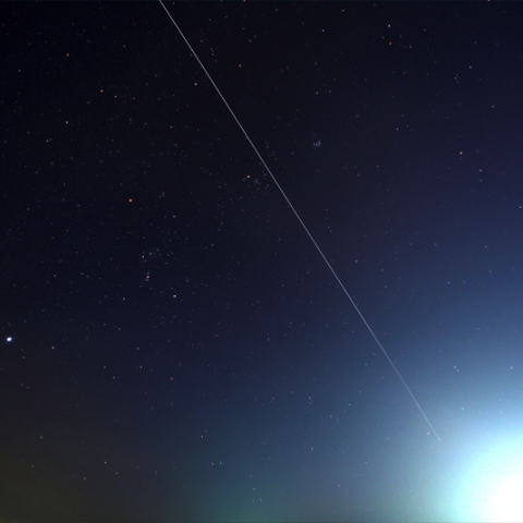 冬の大三角形&プレアデス星団を飛行するISS