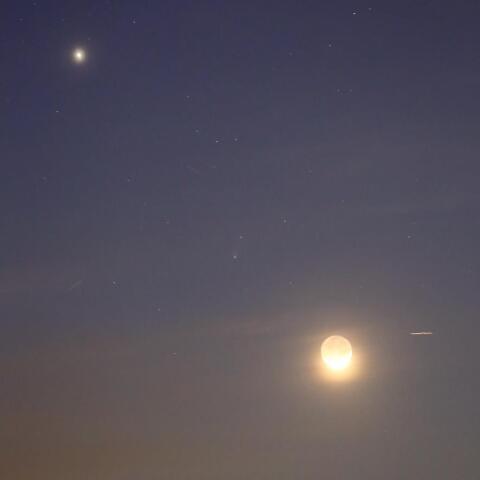 月と木星とポン・ﾌﾞﾙｯｸｽ彗星（１２P）（2024/4/10)