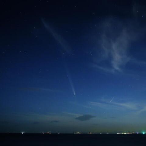 紫金山・アトラス彗星（C/2023A）と金星・かんむり座・へび座上部（2024/10/15)