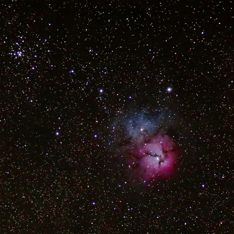 M20三裂星雲(NGC6514)とM21散開星団(NGC6531)