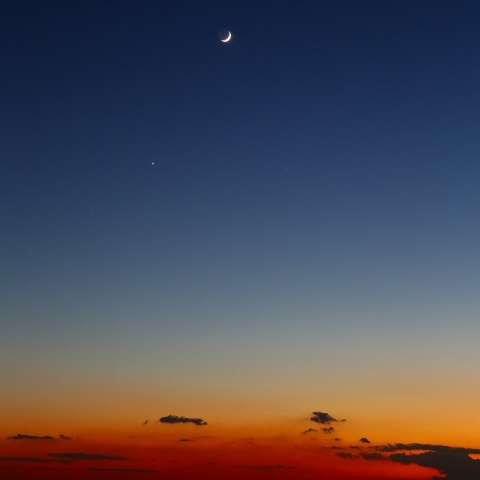 11/3の四日月と金星、土星