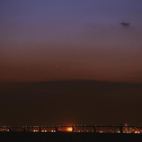 アクアライン上空の水星・金星