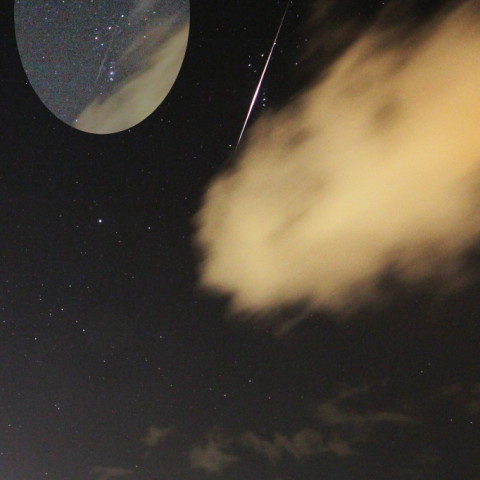 痕を残した流星 (おうし座流星群)