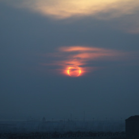 青島の金環食