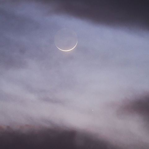 月と水星の接近（月齢1.4）