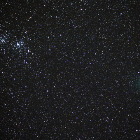 二重星団とハートレイ彗星