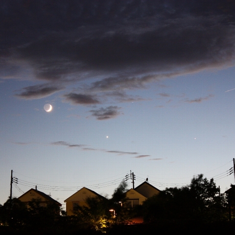 月と金星、木星