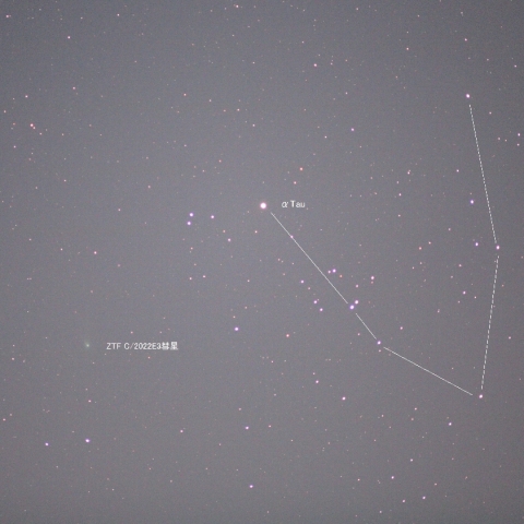 ヒアデス星団とZTF2022E3彗星