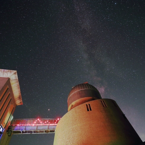 星の村天文台と火星と天の川