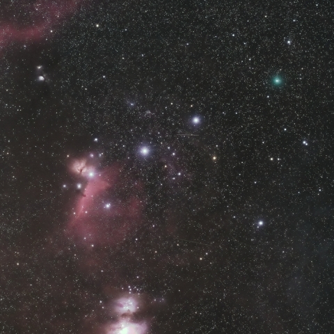 アトラス彗星（C/2020M3）とオリオン中心部