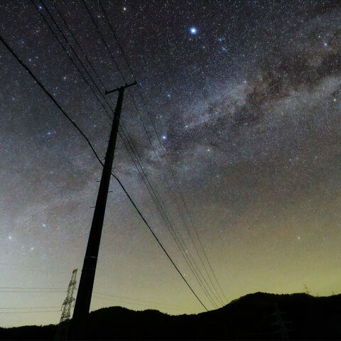 田んぼから見上げた星空