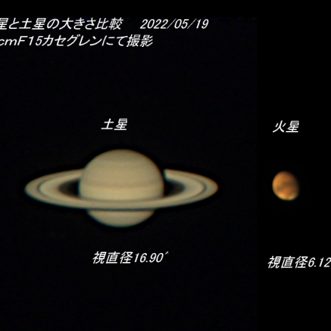 火星と土星の比較（2022/05/19）