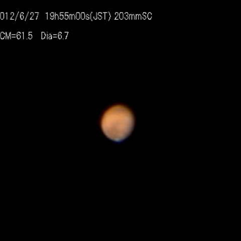 遠ざかる火星（視直径6.7秒）