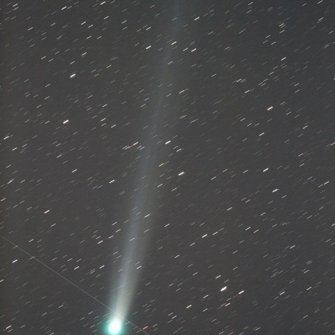 ラヴジョイ彗星を貫く流星