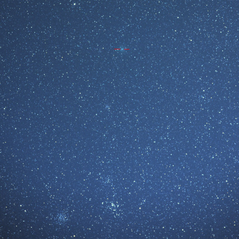 月明下、M46,47に近づくハートレー彗星