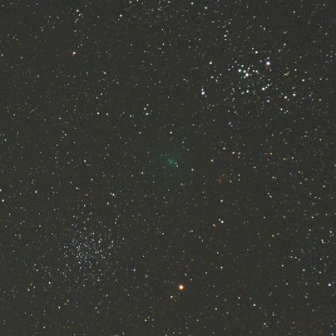 南天の２重星団とハートレー彗星