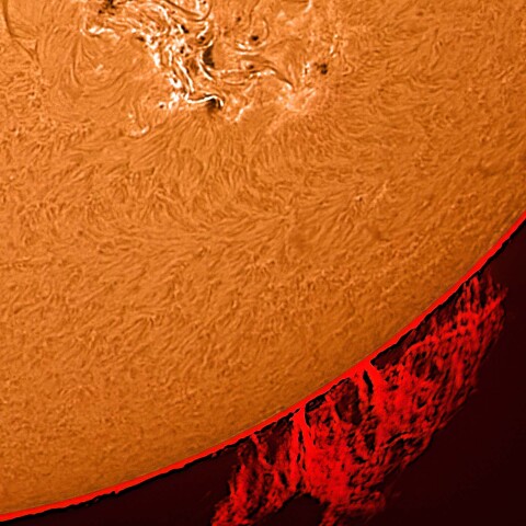 太陽活動領域13664とプロミネンス 2024/05/10