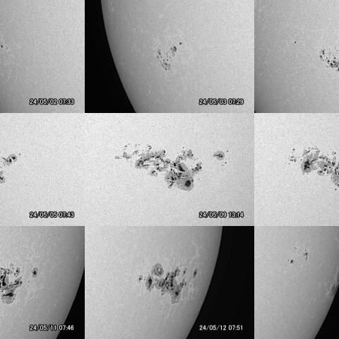 太陽黒点(活動領域13664) 2024/05/02～2024/05/14