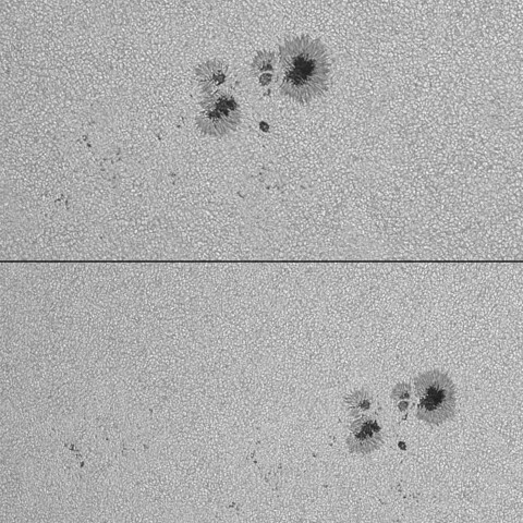 太陽黒点(活動領域14216の主要部と全体) 2025/09/16