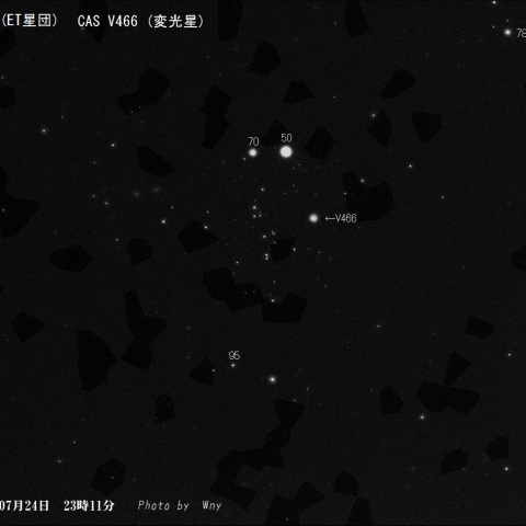 カシオペア座 NGC457 (ET星団) 変光星CAS V466増光!?