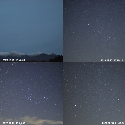 八ヶ岳から昇る星々と双子座流星群