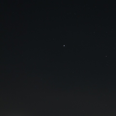 月齢24.5の月と木星・アルデバラン・星景