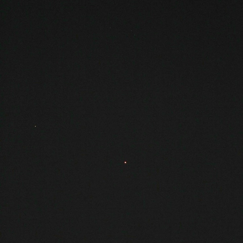 火星と土星、スピカが並ぶ