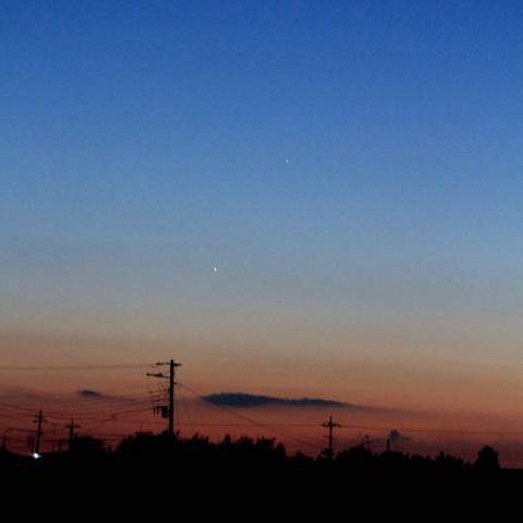 夕空の金星と水星