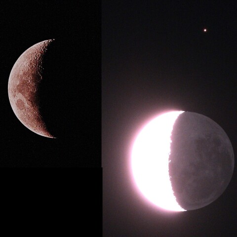 月齢5.3　　地球照　　火星   　　    2025　6/1