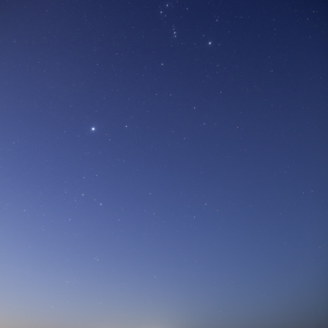 薄明のオリオン座とカノープス