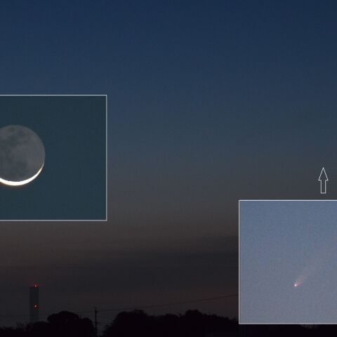 月齢28.0の月と紫金山・アトラス彗星