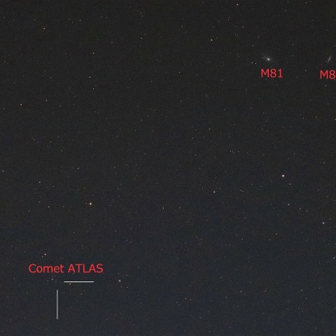 アトラス彗星とM81，M82の接近