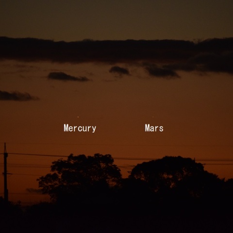 明け方低空，水星と火星の最接近