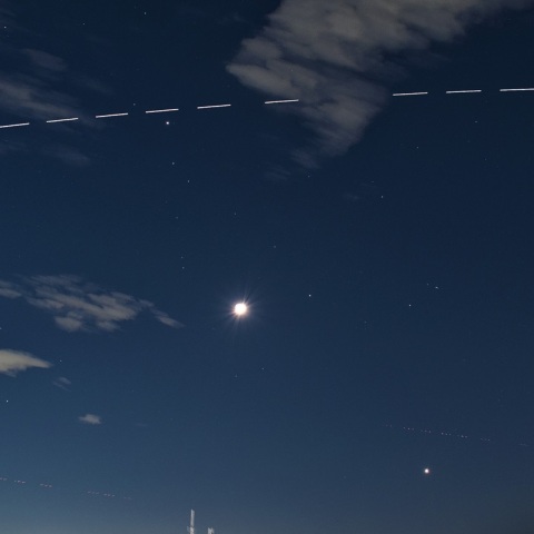 木星，月，土星，金星と国際宇宙ステーション