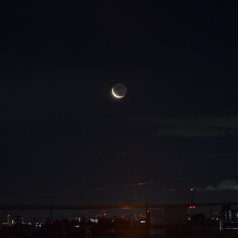 元日早朝の月と火星とアンタレス