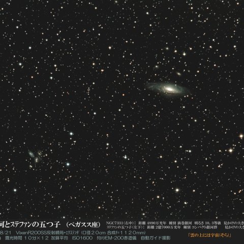 NGC7331銀河とｽﾃﾌｧﾝの五つ子