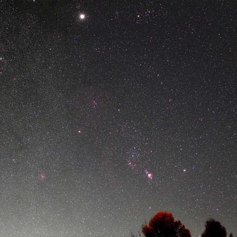 輝く木星とオリオン