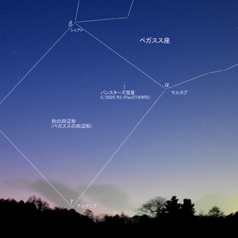 ペガスス座に位置するパンスターズ彗星 C/2025 R3 (PanSTARRS) (2026/04/12)